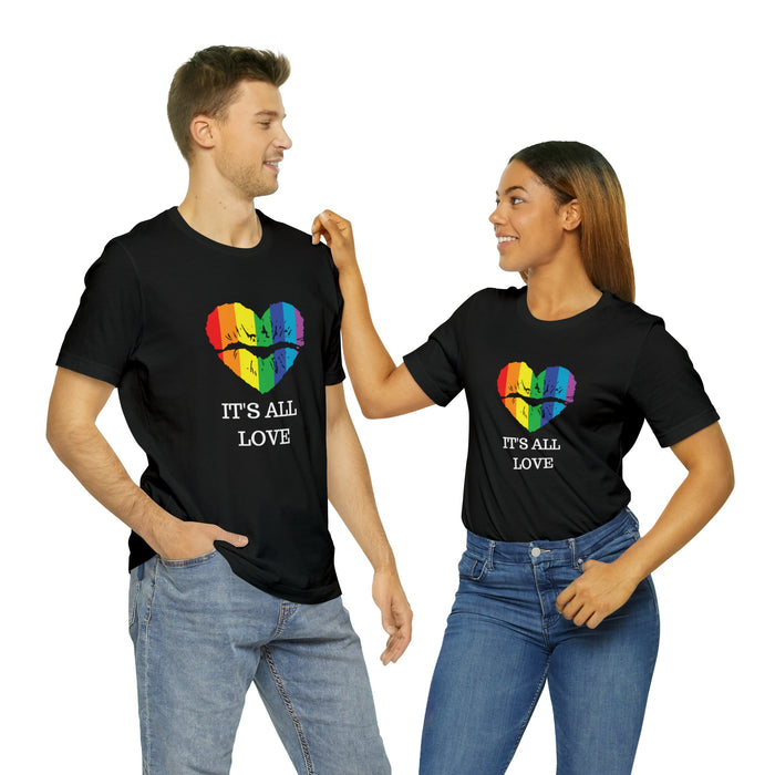 Radiant Embrace: LGBTQIA+ Pride T-Shirt  It's All Love