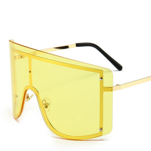 Oversized Women Blue Yellow Gradient Sunglasses Fashion Rimless Metal Female Shades Luxury Brand Designer Personality Eyewear