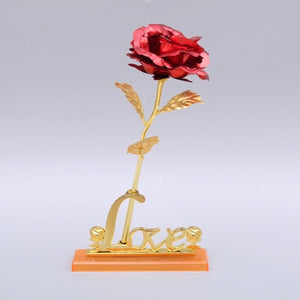 Valentine&#39;s Day Creative Gift 24K Foil Plated Rose Gold Rose Lasts Forever Love Wedding Decor Lover Lighting Roses Creative Gift