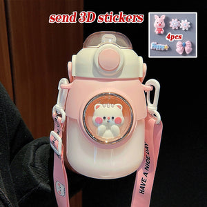 Kids Water Bottles With Straw For Girls Cute Children's 820ml Large Capacity Kawaii Cartoon Student School Travel Sale Wholesale