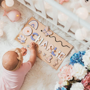 Whimsical Wonders: Personalized Wooden Animal Custom Name Puzzle