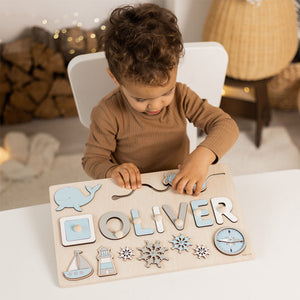 Whimsical Wonders: Personalized Wooden Animal Custom Name Puzzle