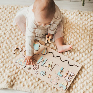 Whimsical Wonders: Personalized Wooden Animal Custom Name Puzzle