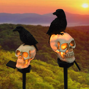 Solar Light Skull Decorative Halloween Crow Garden Waterproof Landscape Light