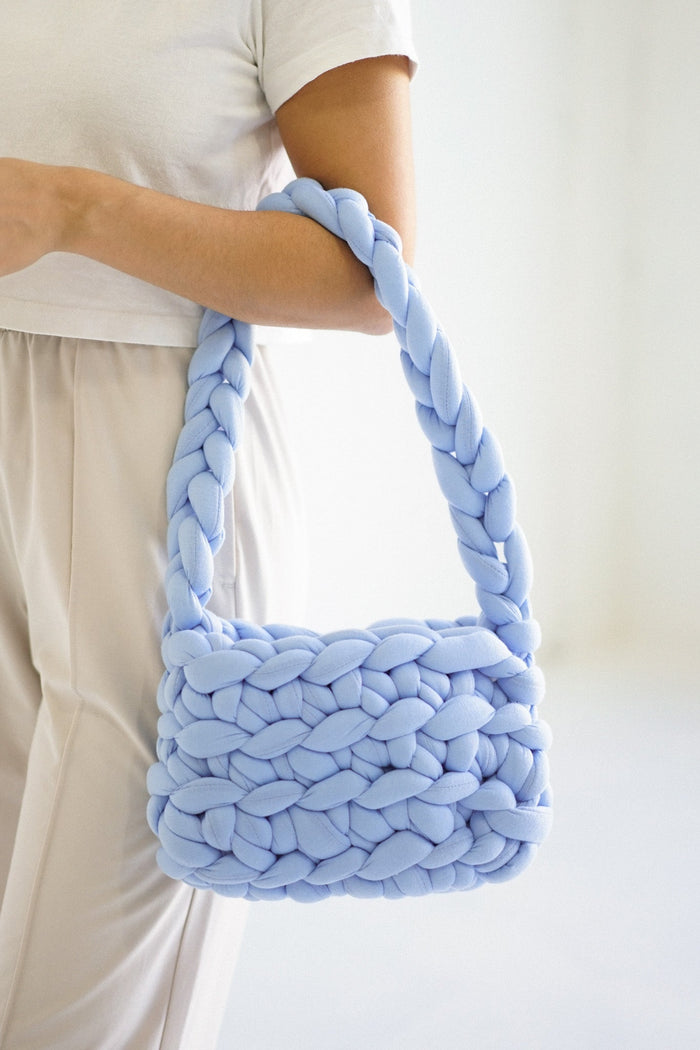 Mytrendster Chunky Knit Purse — Baby Blue