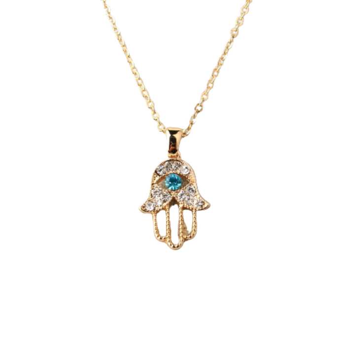 Elegant Crystal Hand Of Hamsa Necklace