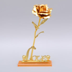 Valentine&#39;s Day Creative Gift 24K Foil Plated Rose Gold Rose Lasts Forever Love Wedding Decor Lover Lighting Roses Creative Gift