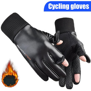 Winter Fishing Gloves 2 Finger Flip Waterproof Windproof Cycling Angling Gloves Warm Protection Angling Gloves Cycling Gloves