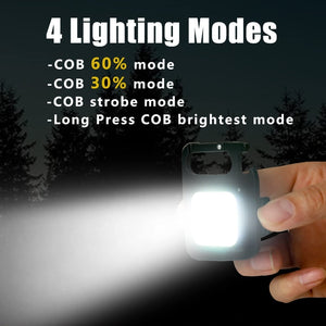 Mini LED Working Light Multifunctional Glare COB Keychain Light Rechargeable Portable Flashlight Outdoor Camping Corkscrew